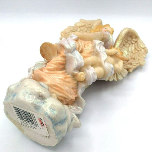 Vintage Glitter Angel Carlton Cards 9.5" Instrument Seraphine On Cloud - Picture 12 of 13